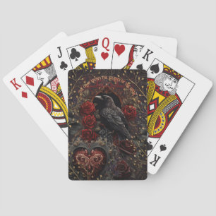 Dunkle gothische Schönheit rote Rosen schwarzer Vo Spielkarten