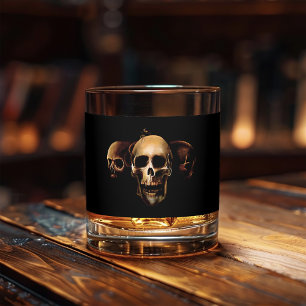 Dunkle gothische Totenköpfe menschlich schwarzes T Whiskyglas