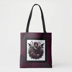 Dunkle gothische Waldfee Florale Rosen Burgunderro Tasche