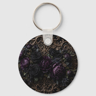 Dunkle gotische barocke schwarze Rosen Platzmatte Schlüsselanhänger