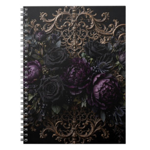 Dunkle gotische barocke schwarze Rosen Platzset Notizblock