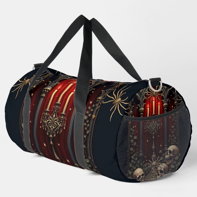 Dunkle gotische Eleganz. Atemberaubender Bogen Duffle Bag (Rechte Ecke)
