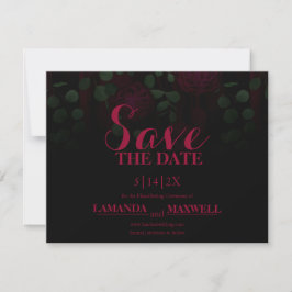 Dunkle gotische Fuchsia-Blumenhochzeit rettet das  Save The Date