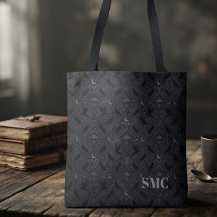 Dunkle gotische Onyx-Raben-Barock-Monogramm Tasche