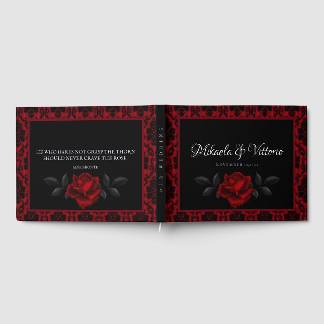 Dunkle Gotische Rose Hochzeit Gästebuch (Voll)