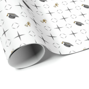 Dunkle Gray Graduation Caps und Diplommuster Geschenkpapier