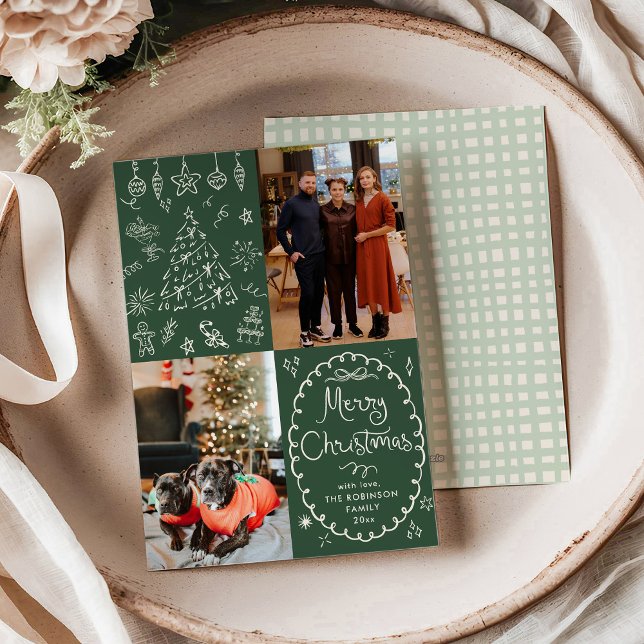 Dunkle grüne Hand gezeichnet Frohe Weihnachten 2 F (Von Creator hochgeladen)