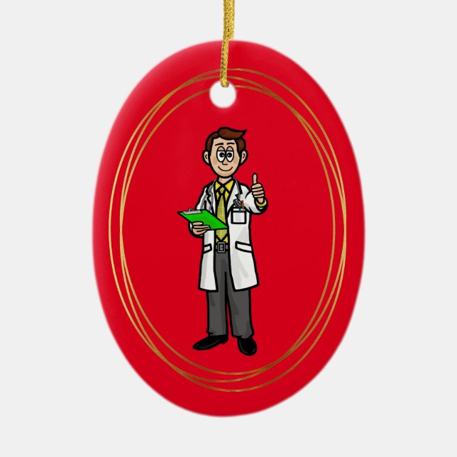 Dunkle Haare männliche Ärzte personalisieren Ornam Keramik Ornament (Vorne)