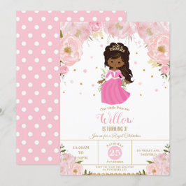 Dunkle Haut Afrikanische Prinzessin Rosa Blume Geb Einladung