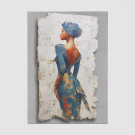 Dunkle Haut Frau in Blue EL6L Decoupage Seidenpapier