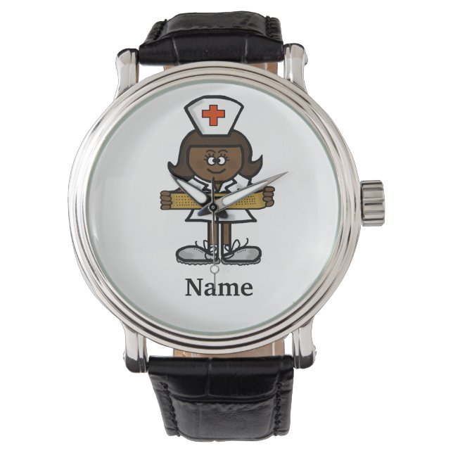 Dunkle Haut oder schwarze männliche Krankenpflege  Armbanduhr (Vorderseite)