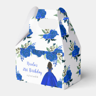 Dunkle Haut Prinzessin Blaues Blumen Geburtstagsfe Geschenkschachtel