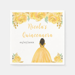 Dunkle Haut Prinzessin Gold Floral Quinceanera Serviette