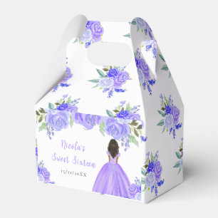 Dunkle Haut Prinzessin Lila Blumen Sweet Sixteen Geschenkschachtel