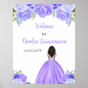 Dunkle Haut Prinzessin Lila Quinceanera Willkommen Poster
