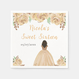 Dunkle Haut Prinzessin Peach Florale Sweet Sixteen Serviette