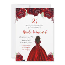 Dunkle Haut Prinzessin Rote Florale Geburtstagsfei