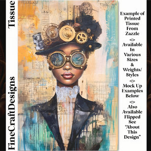 Dunkle Haut Steampunk Frau Collage DK1L Decoupage Seidenpapier