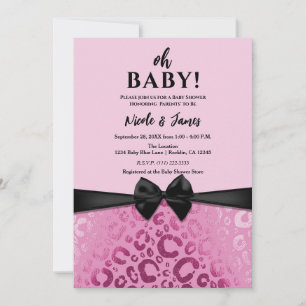 Dunkle & helle rosa Glam Leopardenprint Babyparty Einladung