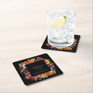 Dunkle herbstliche Blumen romantische Brautparty Rechteckiger Pappuntersetzer