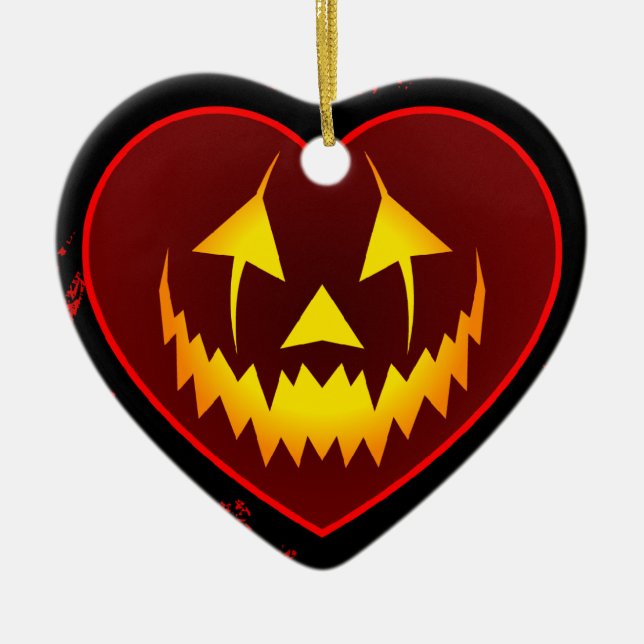 Dunkle Herz-Jack O Laternen-Verzierung Keramik Ornament (Vorne)
