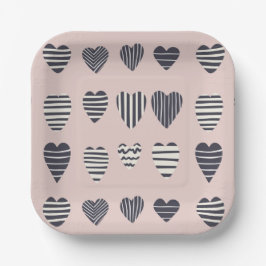 Dunkle Herzen Pappteller