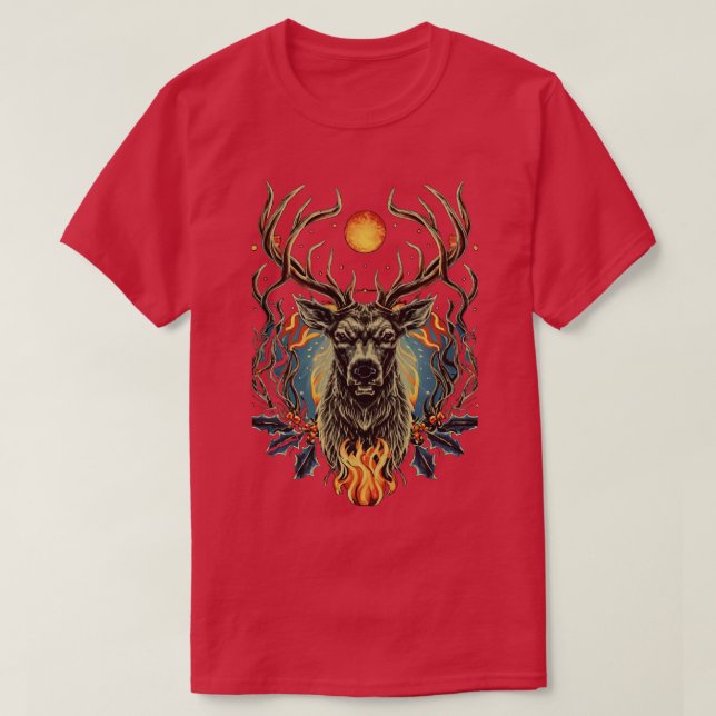 Dunkle Hirsche Weihnachten 2 T-Shirt (Design vorne)