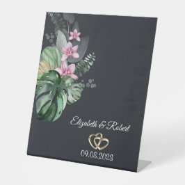 Dunkle Hochzeit tropischer Blume Sockelschild