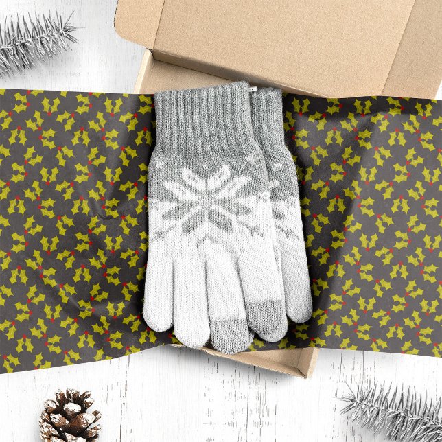 Dunkle Holly Blätter und Berries Weihnachten Seidenpapier (Von Creator hochgeladen)