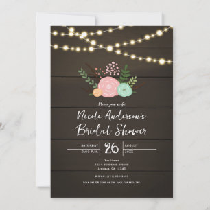 Dunkle Holz & Rustikale Florale HOCHZEITSSCHMAUS E Einladung