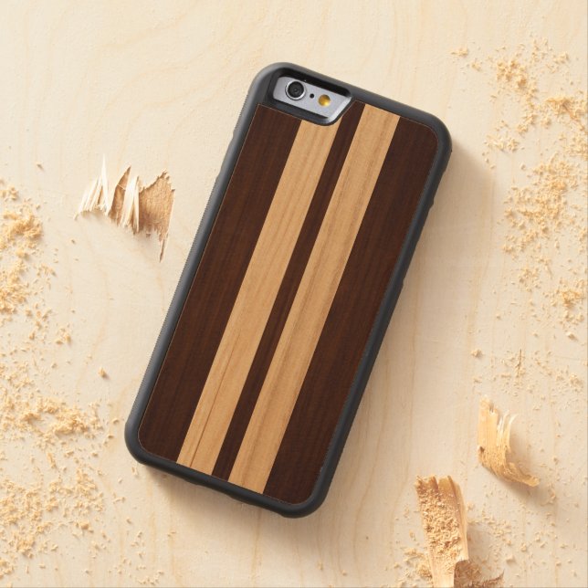Dunkle hölzerne Rosenholz-Streifen - hölzerner Carved Wood iPhone Hülle (Beispiel)