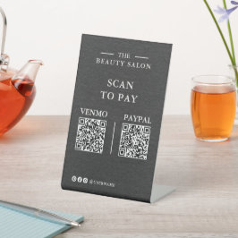 Dunkle Holzkohle-Dual-QR-Code-Scan-to-Pay — Lash T Sockelschild