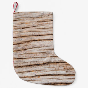 dunkle Holzstruktur. Abstrakter Hintergrund Vintag Kleiner Weihnachtsstrumpf