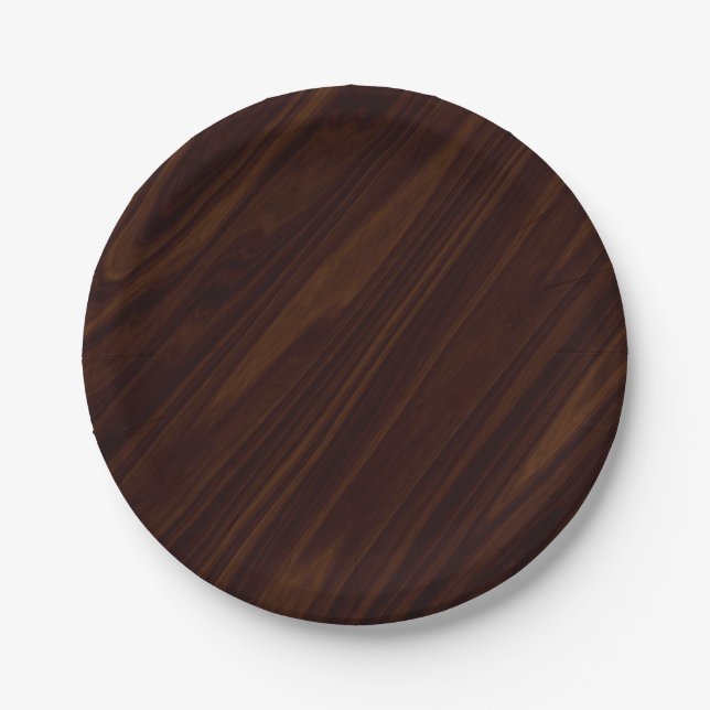 Dunkle Holztextur Pappteller (Vorderseite)
