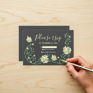 Dunkle hübsche Jugendstil-Blume rsvp-Karte RSVP Karte