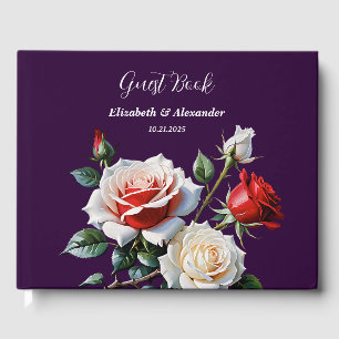 Dunkle hübsche rosa weiße rote Rosen Blumen Hochze Gästebuch