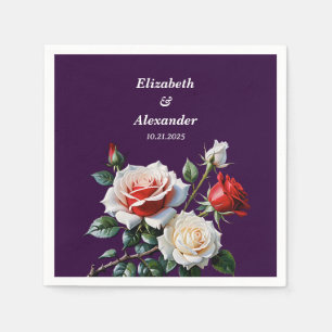 Dunkle hübsche rosa weiße rote Rosen Blumen Hochze Serviette
