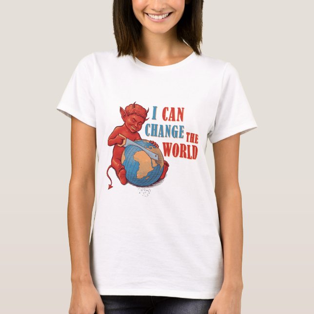 Dunkle Humor Teufel Kind Design T-Shirt (Vorderseite)