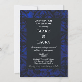Dunkle Indigo-Winter-Batik-Hochzeit Einladung