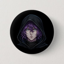 Dunkle Kapuzenjacke Anime-Junge mit lila Haar
