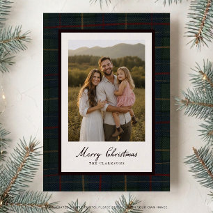 Dunkle Karo-Foto-Weihnachtskarte Einladung