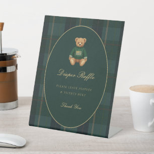 Dunkle Karo Lauren inspirierte Babyparty-Pedestal Sockelschild