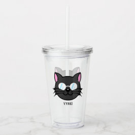 Dunkle Katze Schwarze Katze Gray Cat Tragen Brille Acryltrinkbecher