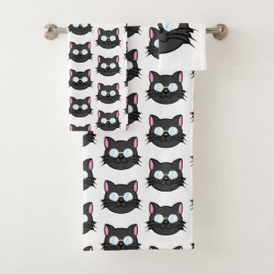 Dunkle Katze Schwarze Katze Gray Cat Tragen Brille Badhandtuch Set