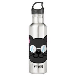 Dunkle Katze Schwarze Katze Gray Cat Tragen Brille Edelstahlflasche