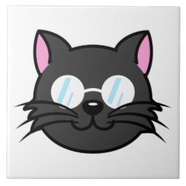 Dunkle Katze Schwarze Katze Gray Cat Tragen Brille Fliese