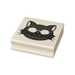 Dunkle Katze Schwarze Katze Gray Cat Tragen Brille Gummistempel