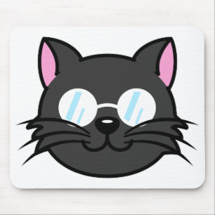 Dunkle Katze Schwarze Katze Gray Cat Tragen Brille Mousepad