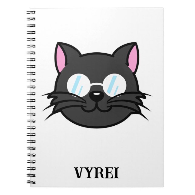 Dunkle Katze Schwarze Katze Gray Cat Tragen Brille Notizblock (Vorderseite)