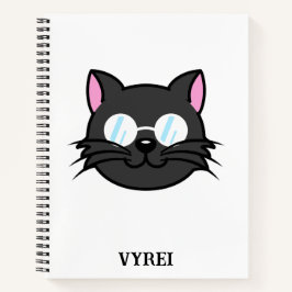Dunkle Katze Schwarze Katze Gray Cat Tragen Brille Notizbuch
